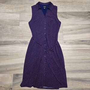 Nicole Miller New York Sleeveless Collared Button Down Midi Dress Women's 10